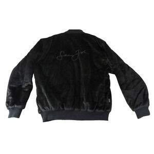 Vintage 90s Y2K Sean John Fleece Embroidered Spell Out Logo Bomber Jacket SZ XL